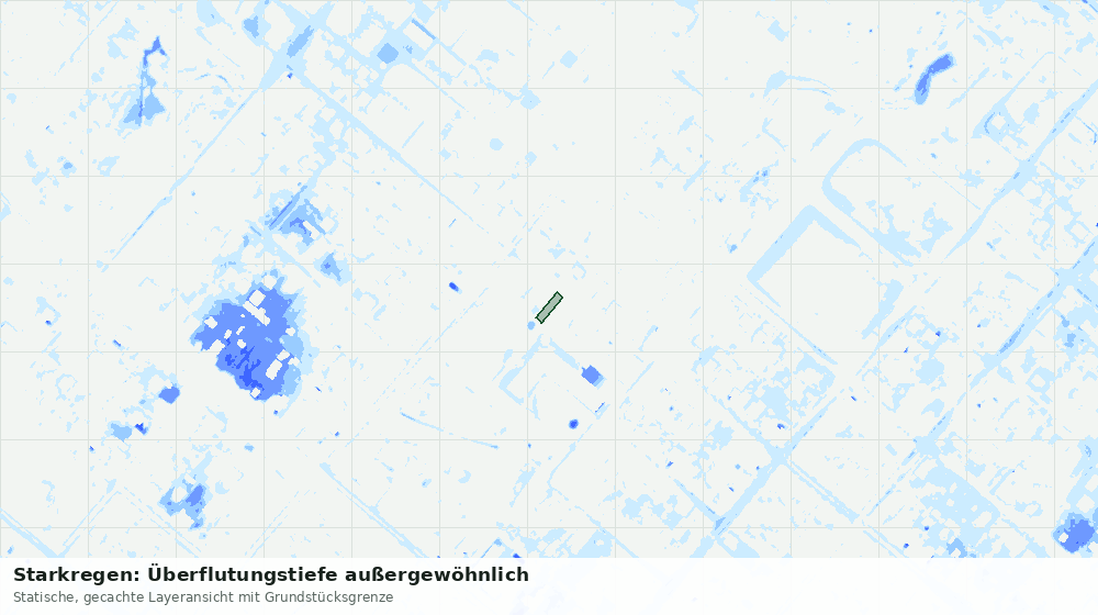 Statische Kartenansicht: Starkregen: Überflutungstiefe außergewöhnlich