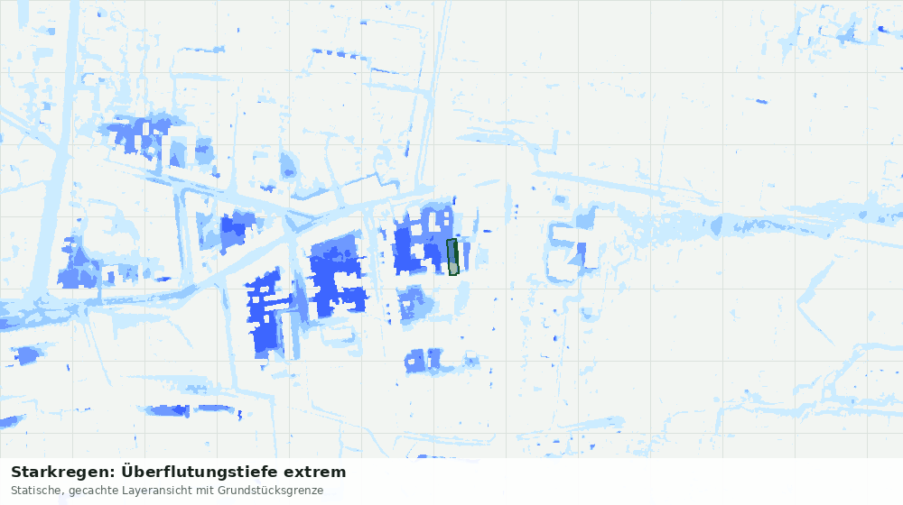Statische Kartenansicht: Starkregen: Überflutungstiefe extrem