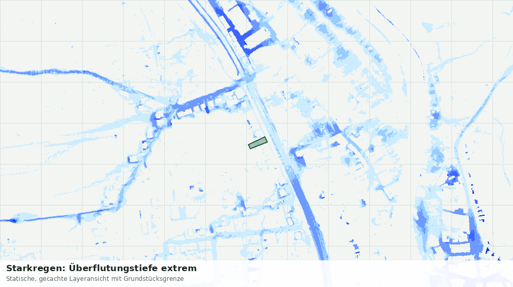 Statische Kartenansicht: Starkregen: Überflutungstiefe extrem