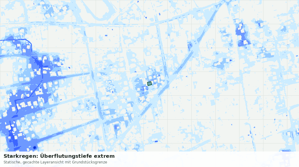Statische Kartenansicht: Starkregen: Überflutungstiefe extrem