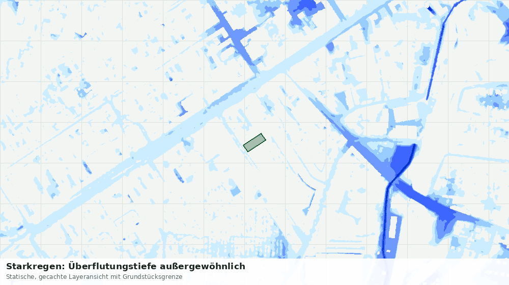 Statische Kartenansicht: Starkregen: Überflutungstiefe außergewöhnlich