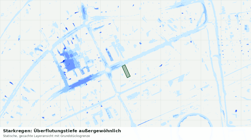 Statische Kartenansicht: Starkregen: Überflutungstiefe außergewöhnlich