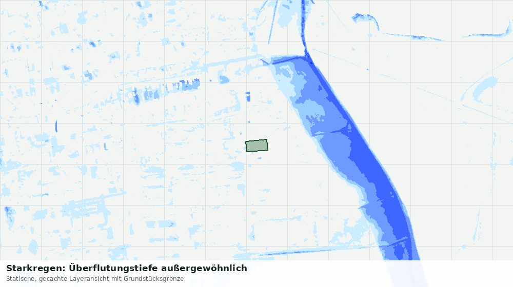 Statische Kartenansicht: Starkregen: Überflutungstiefe außergewöhnlich