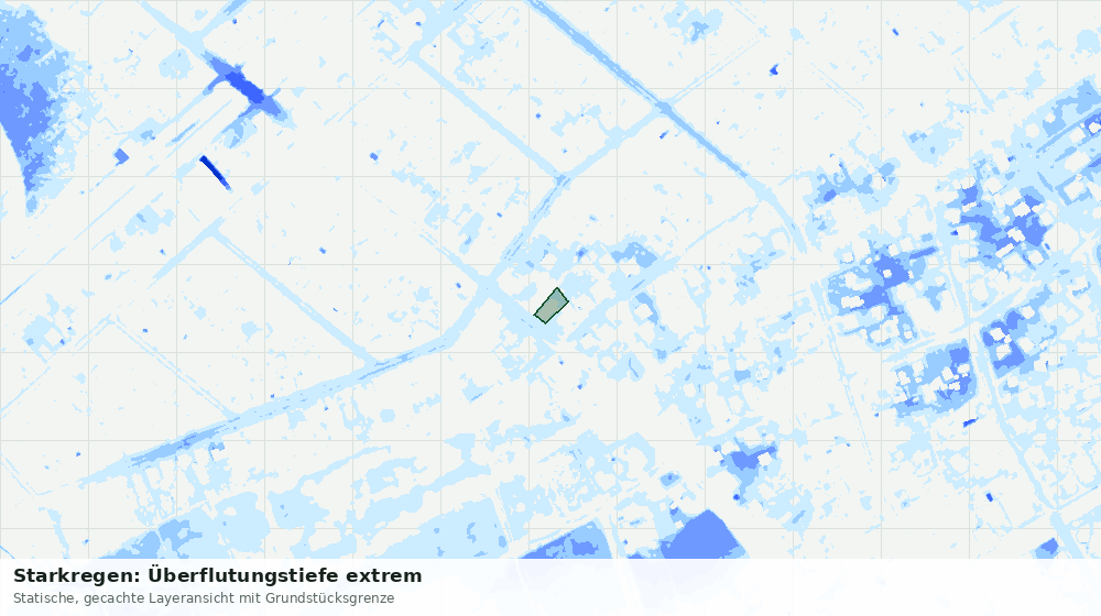 Statische Kartenansicht: Starkregen: Überflutungstiefe extrem