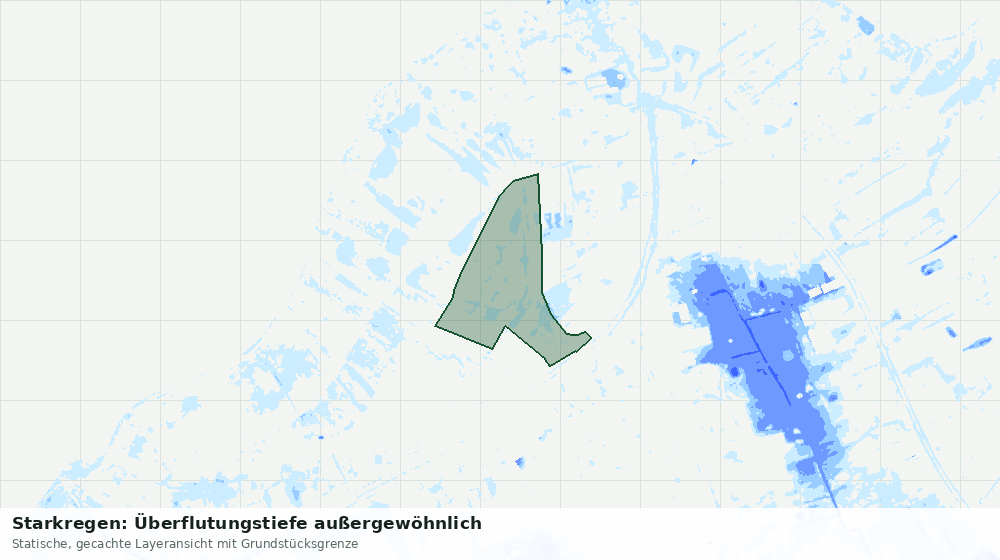 Statische Kartenansicht: Starkregen: Überflutungstiefe außergewöhnlich