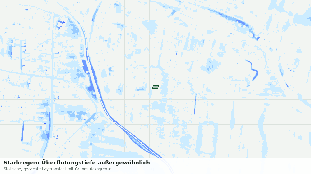 Statische Kartenansicht: Starkregen: Überflutungstiefe außergewöhnlich