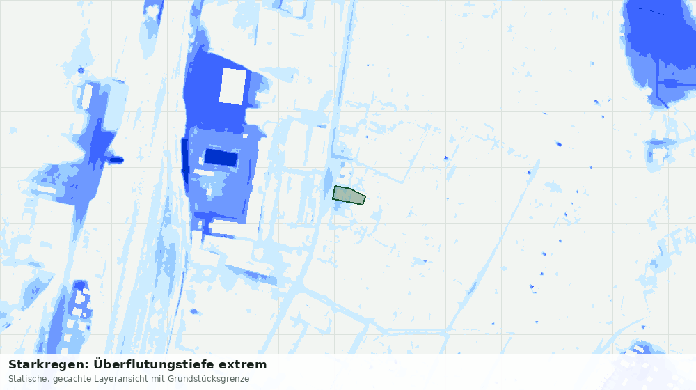 Statische Kartenansicht: Starkregen: Überflutungstiefe extrem