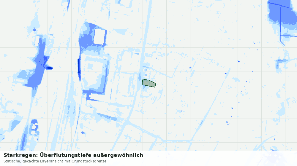 Statische Kartenansicht: Starkregen: Überflutungstiefe außergewöhnlich