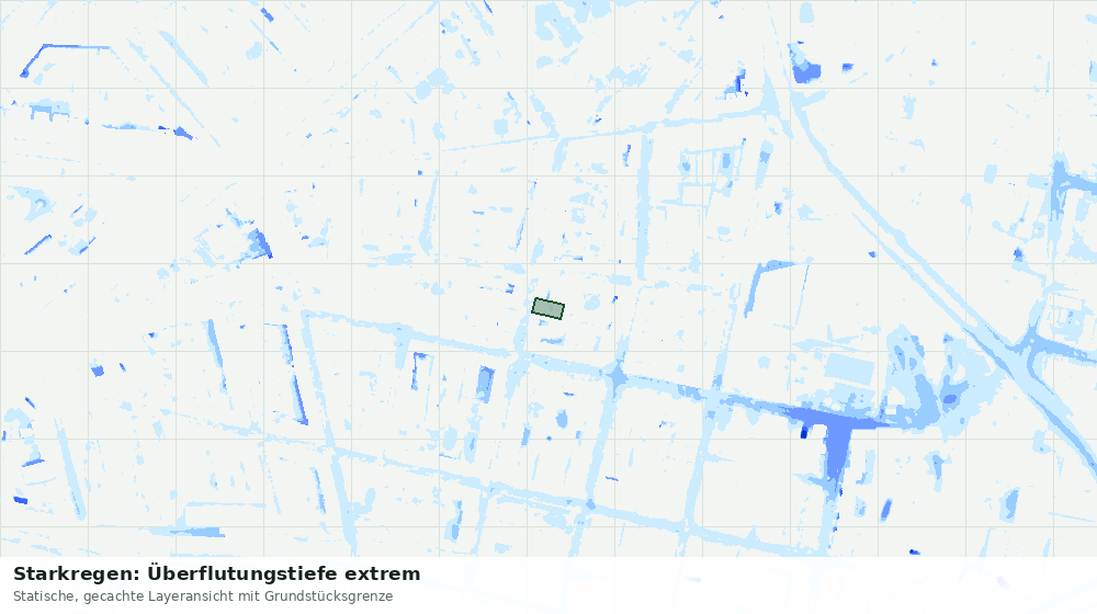 Statische Kartenansicht: Starkregen: Überflutungstiefe extrem