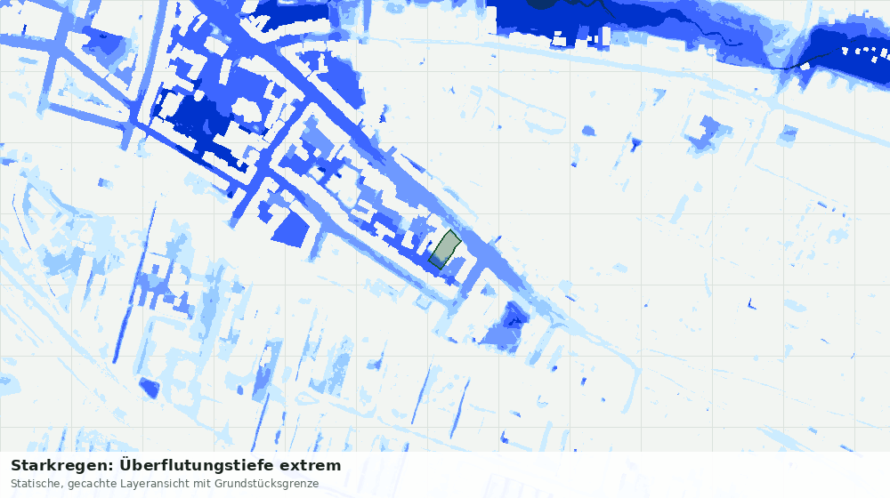 Statische Kartenansicht: Starkregen: Überflutungstiefe extrem