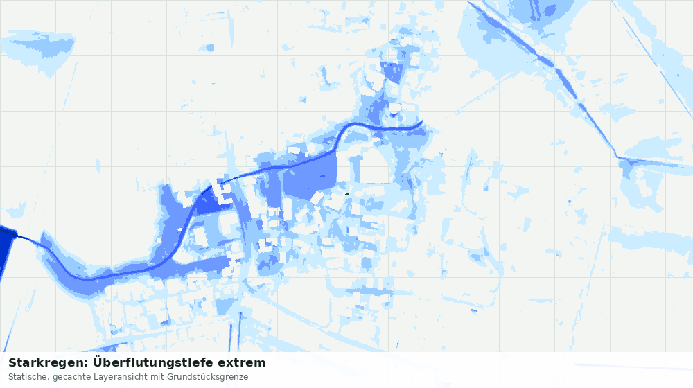 Statische Kartenansicht: Starkregen: Überflutungstiefe extrem