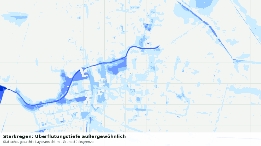 Statische Kartenansicht: Starkregen: Überflutungstiefe außergewöhnlich