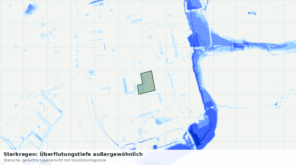 Statische Kartenansicht: Starkregen: Überflutungstiefe außergewöhnlich