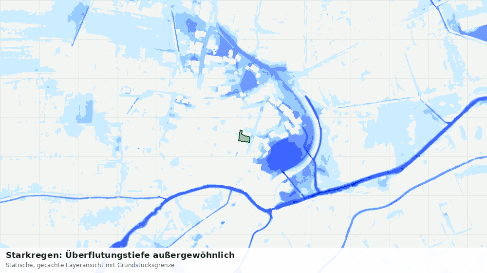 Statische Kartenansicht: Starkregen: Überflutungstiefe außergewöhnlich