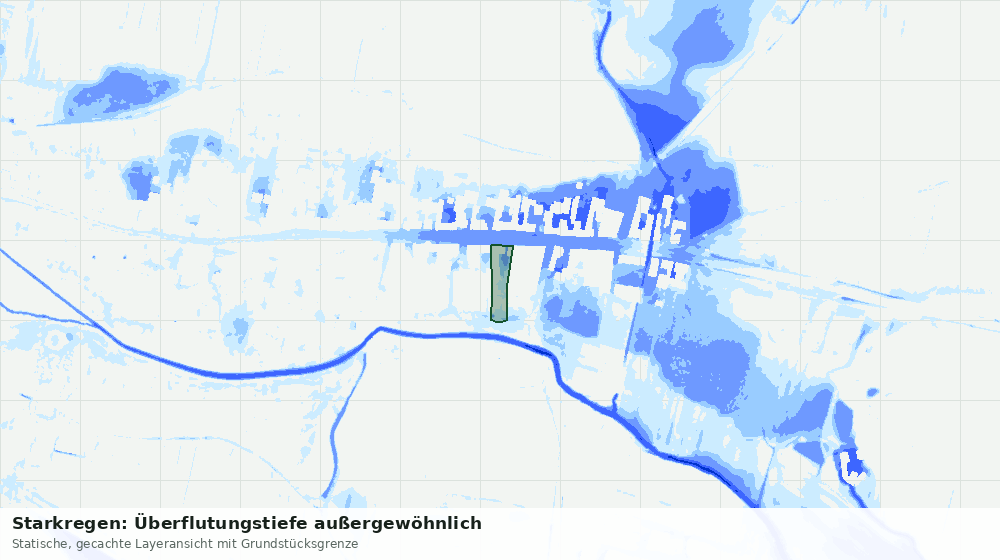 Statische Kartenansicht: Starkregen: Überflutungstiefe außergewöhnlich