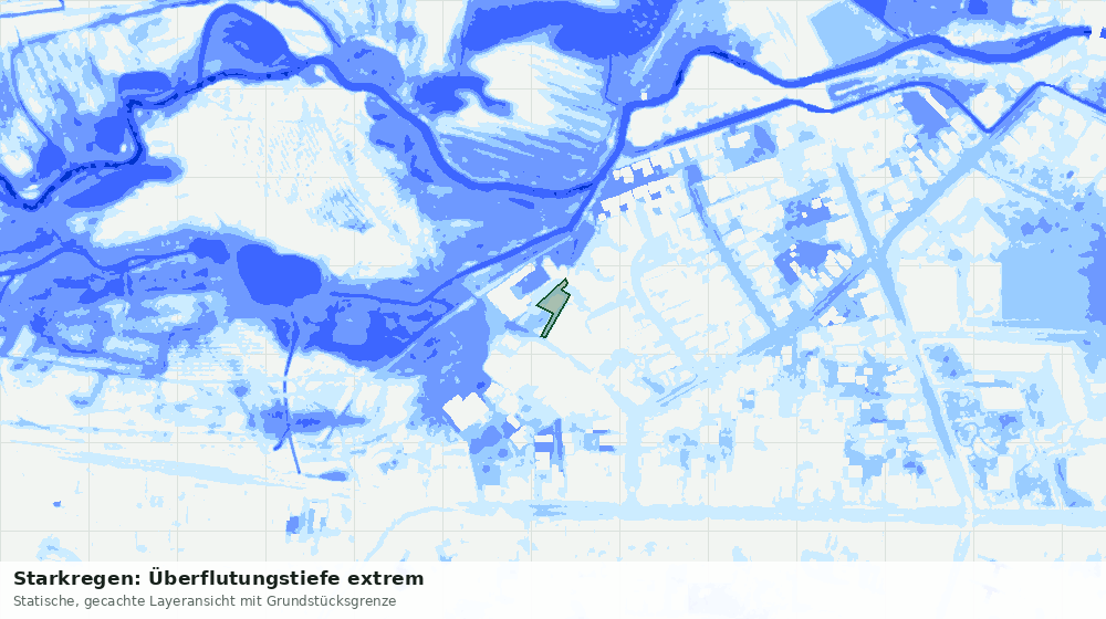 Statische Kartenansicht: Starkregen: Überflutungstiefe extrem