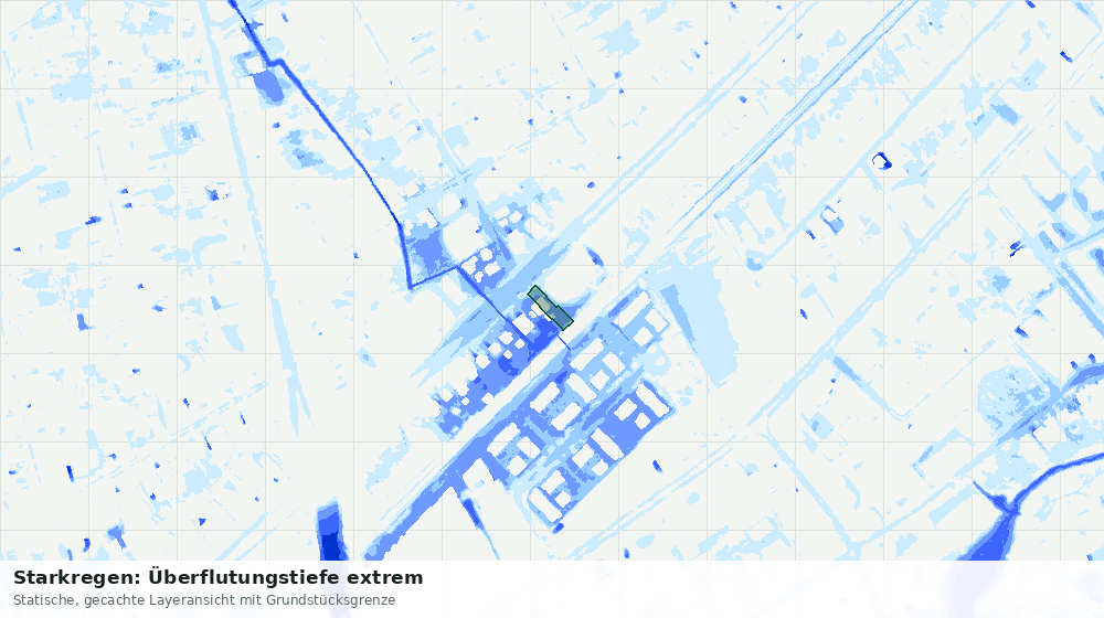 Statische Kartenansicht: Starkregen: Überflutungstiefe extrem