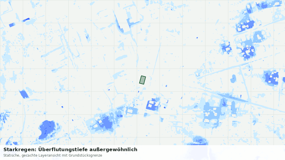 Statische Kartenansicht: Starkregen: Überflutungstiefe außergewöhnlich