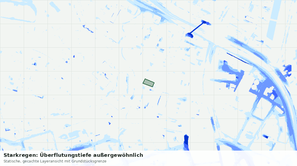 Statische Kartenansicht: Starkregen: Überflutungstiefe außergewöhnlich