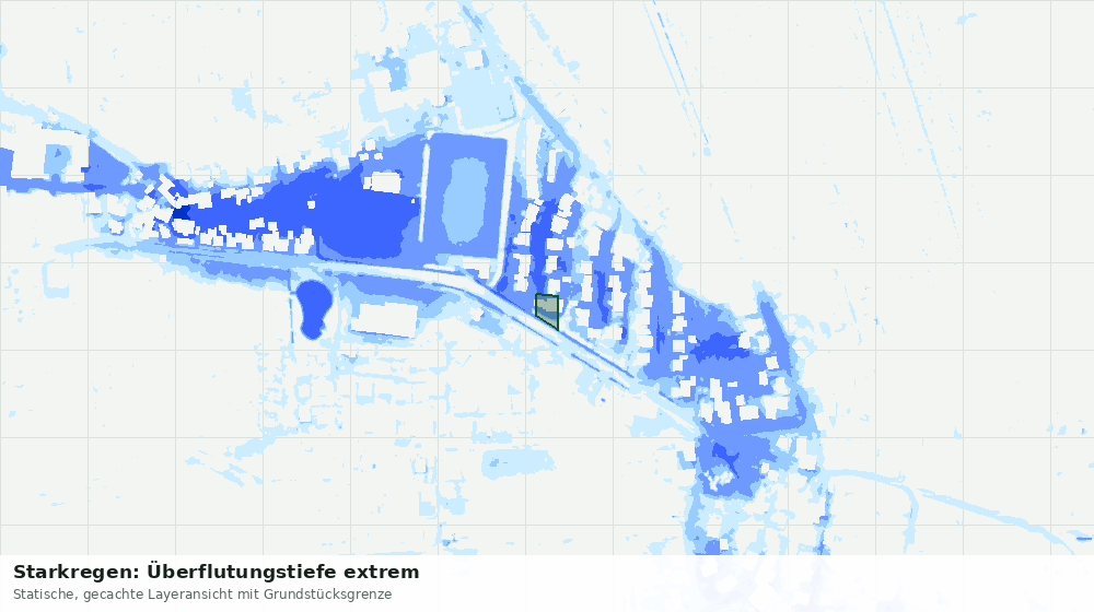 Statische Kartenansicht: Starkregen: Überflutungstiefe extrem