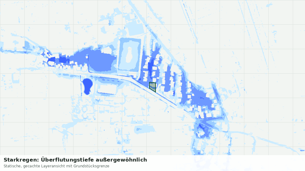 Statische Kartenansicht: Starkregen: Überflutungstiefe außergewöhnlich