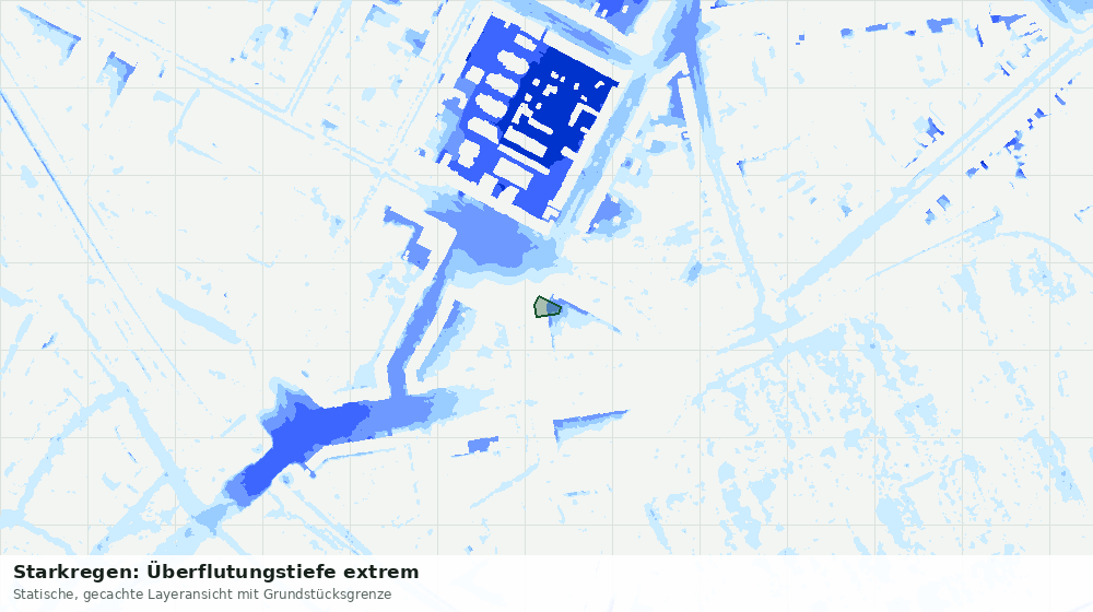 Statische Kartenansicht: Starkregen: Überflutungstiefe extrem