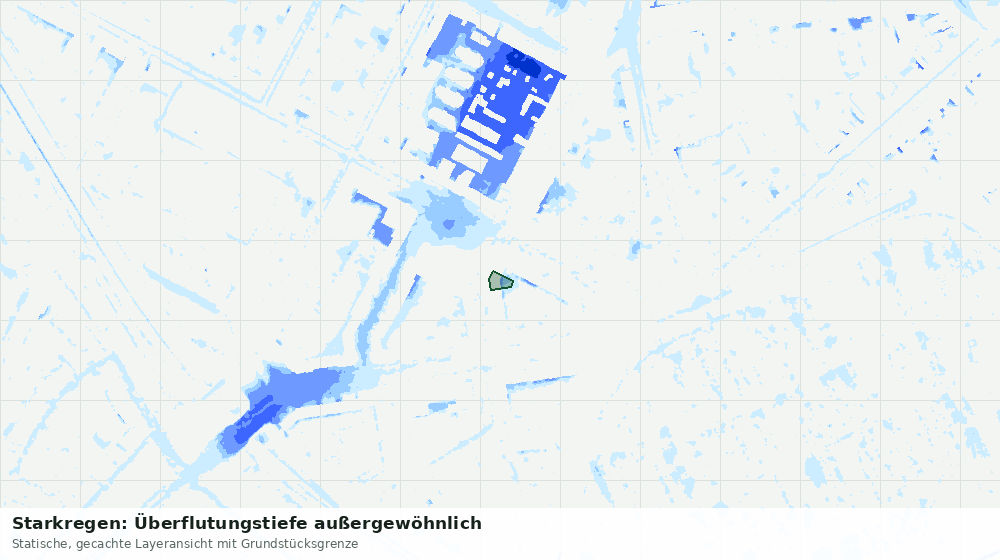 Statische Kartenansicht: Starkregen: Überflutungstiefe außergewöhnlich