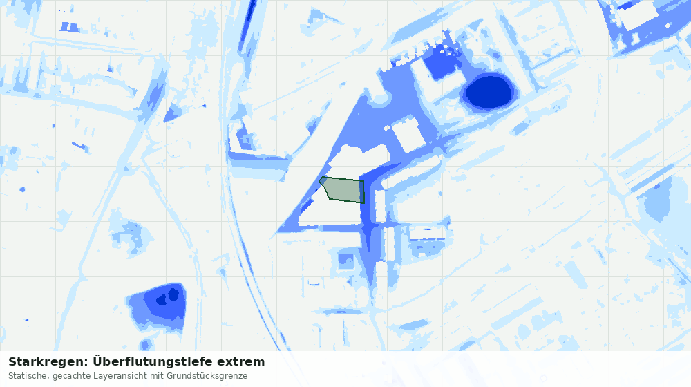 Statische Kartenansicht: Starkregen: Überflutungstiefe extrem