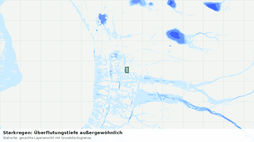 Statische Kartenansicht: Starkregen: Überflutungstiefe außergewöhnlich