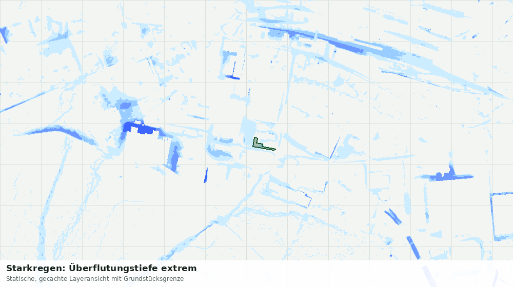 Statische Kartenansicht: Starkregen: Überflutungstiefe extrem