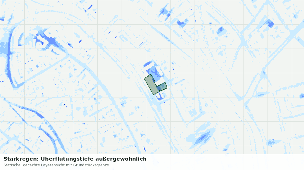 Statische Kartenansicht: Starkregen: Überflutungstiefe außergewöhnlich