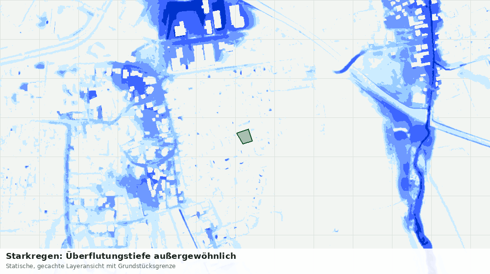 Statische Kartenansicht: Starkregen: Überflutungstiefe außergewöhnlich