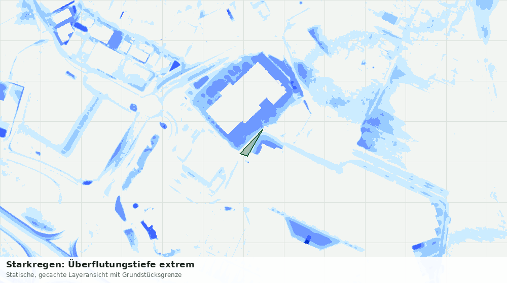 Statische Kartenansicht: Starkregen: Überflutungstiefe extrem