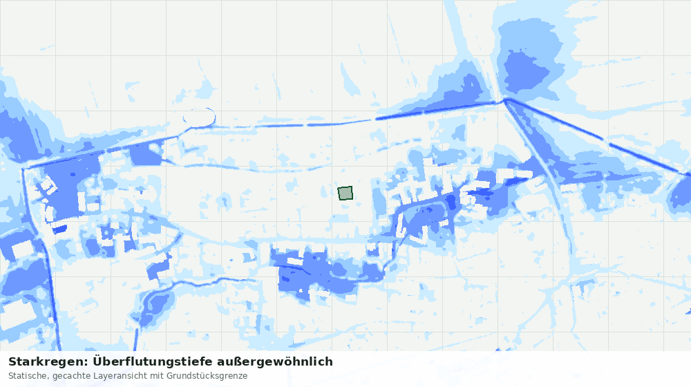 Statische Kartenansicht: Starkregen: Überflutungstiefe außergewöhnlich