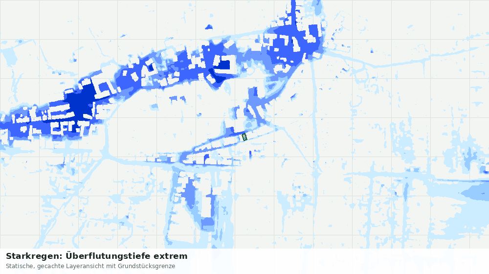 Statische Kartenansicht: Starkregen: Überflutungstiefe extrem