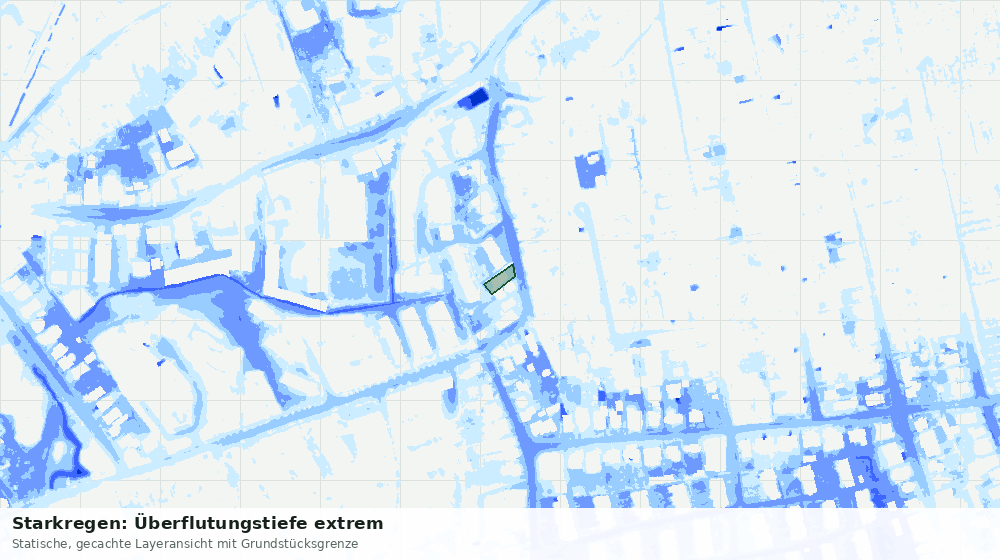 Statische Kartenansicht: Starkregen: Überflutungstiefe extrem