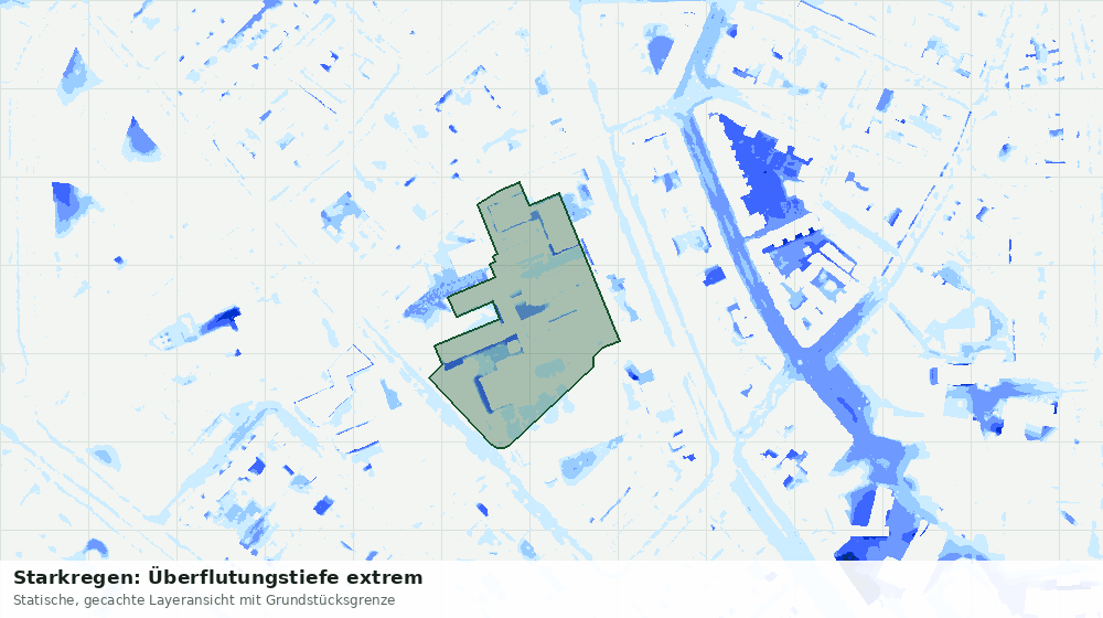 Statische Kartenansicht: Starkregen: Überflutungstiefe extrem