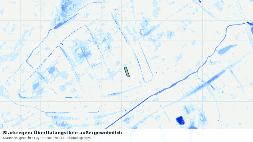 Statische Kartenansicht: Starkregen: Überflutungstiefe außergewöhnlich