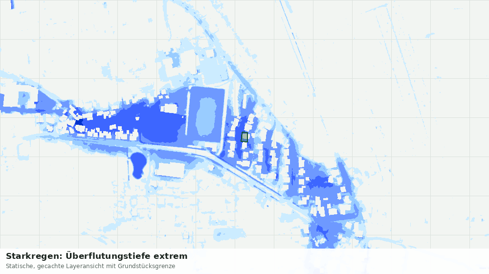 Statische Kartenansicht: Starkregen: Überflutungstiefe extrem