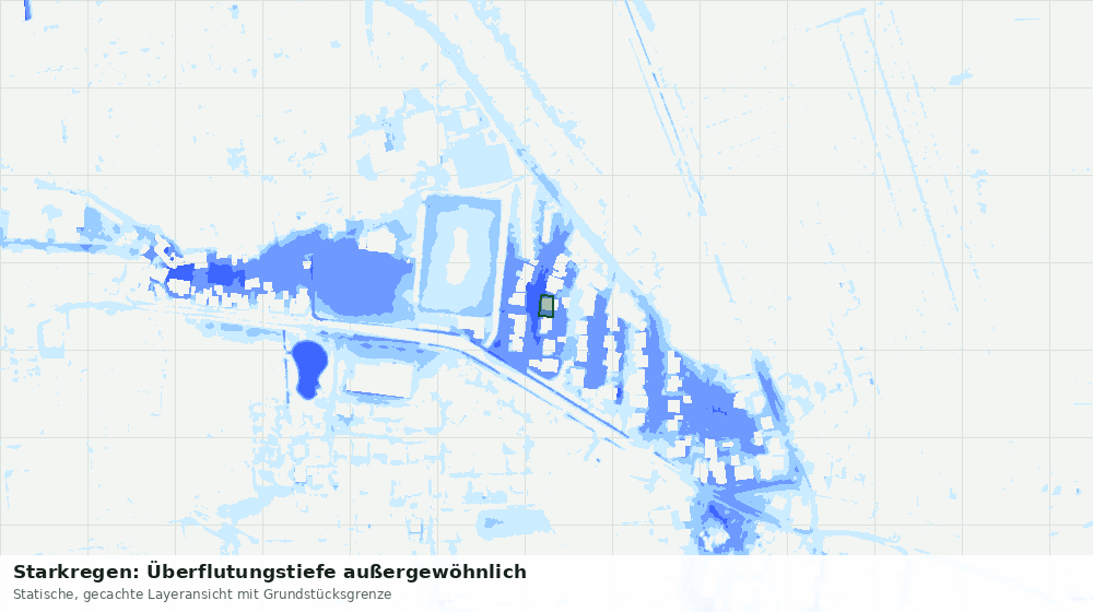 Statische Kartenansicht: Starkregen: Überflutungstiefe außergewöhnlich