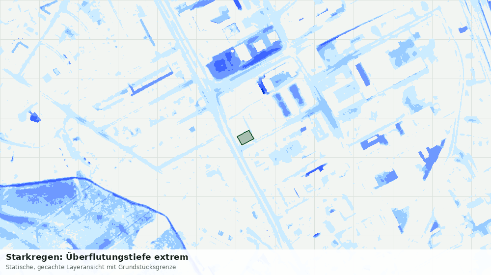 Statische Kartenansicht: Starkregen: Überflutungstiefe extrem