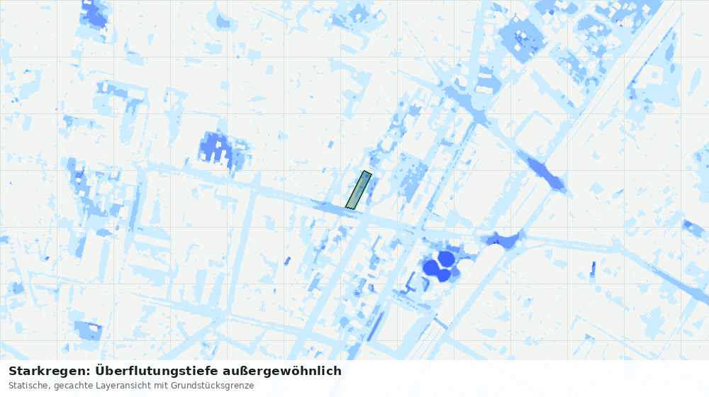 Statische Kartenansicht: Starkregen: Überflutungstiefe außergewöhnlich