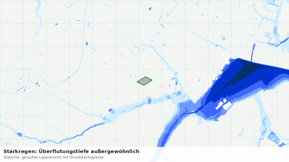 Statische Kartenansicht: Starkregen: Überflutungstiefe außergewöhnlich