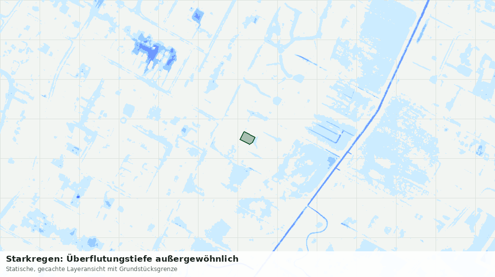 Statische Kartenansicht: Starkregen: Überflutungstiefe außergewöhnlich