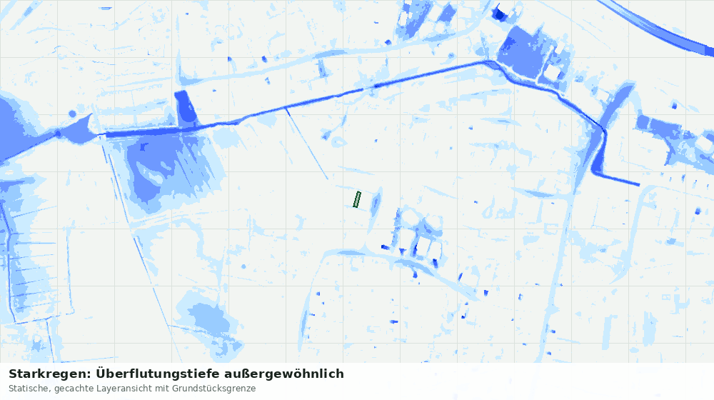 Statische Kartenansicht: Starkregen: Überflutungstiefe außergewöhnlich