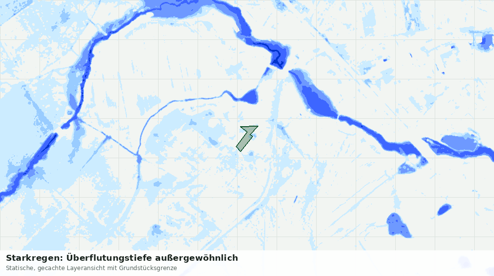 Statische Kartenansicht: Starkregen: Überflutungstiefe außergewöhnlich