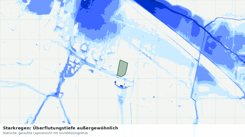 Statische Kartenansicht: Starkregen: Überflutungstiefe außergewöhnlich