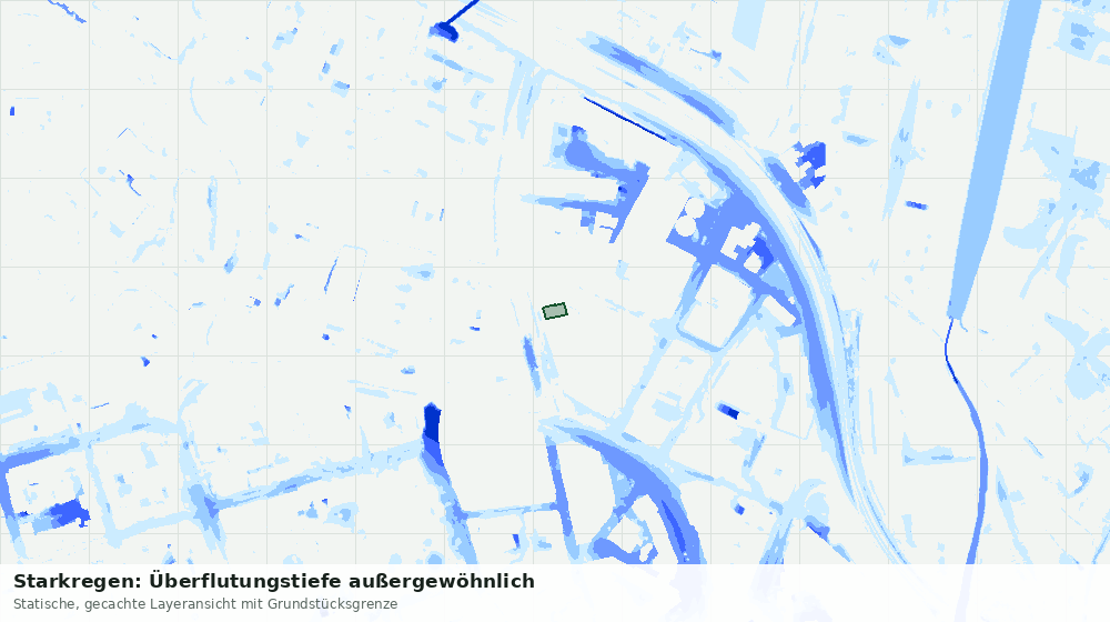 Statische Kartenansicht: Starkregen: Überflutungstiefe außergewöhnlich