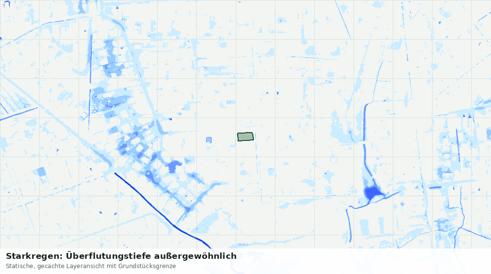 Statische Kartenansicht: Starkregen: Überflutungstiefe außergewöhnlich