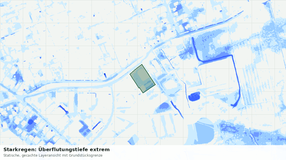 Statische Kartenansicht: Starkregen: Überflutungstiefe extrem